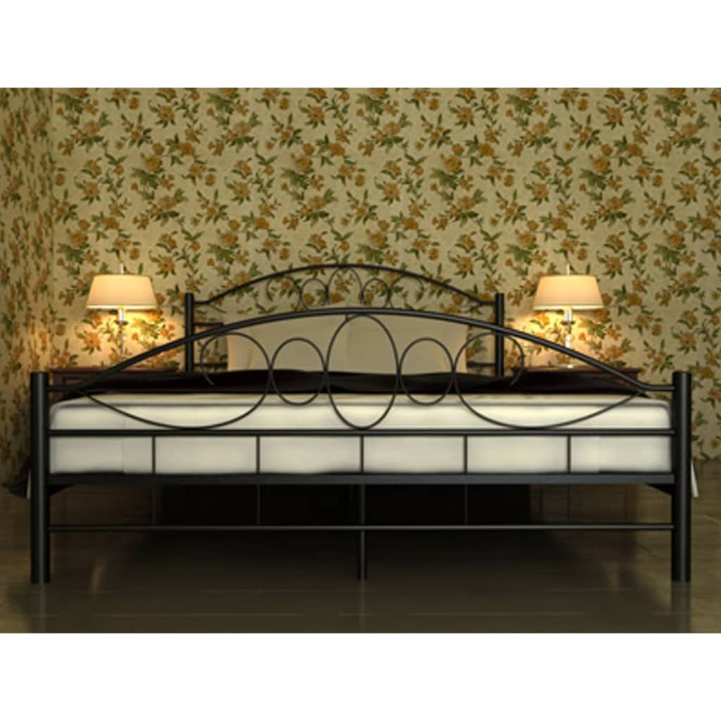 vidaXL gulta ar matraci, melns metāls, 180x200 cm