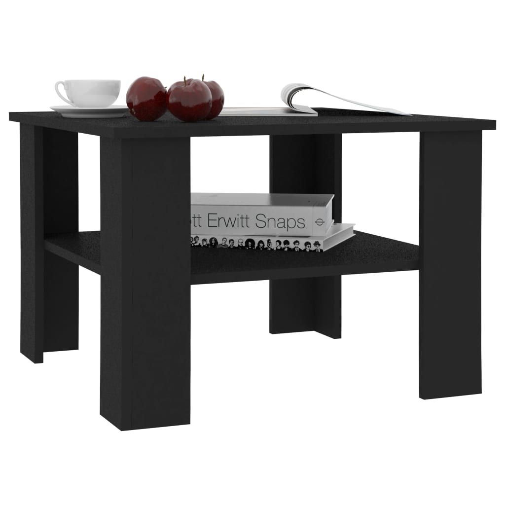 vidaXL kafijas galdiņš, 60x60x42 cm, melns, skaidu plāksne