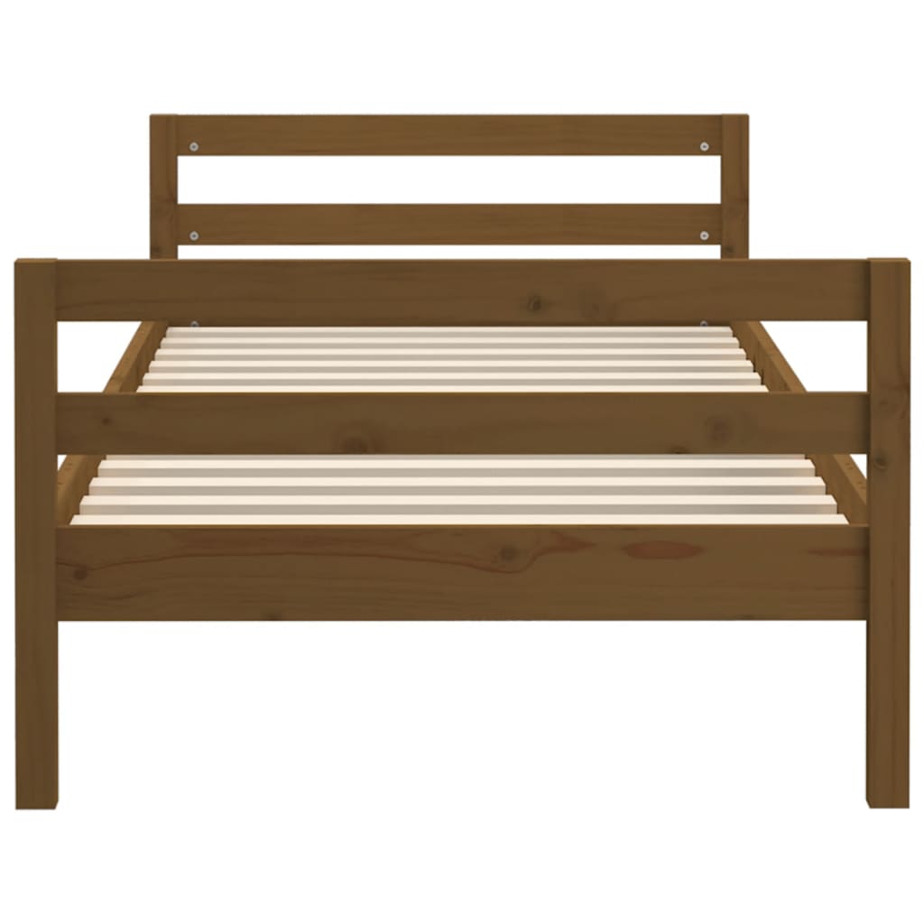 vidaXL gultas rāmis, medus brūns, 75x190 cm, priedes masīvkoks
