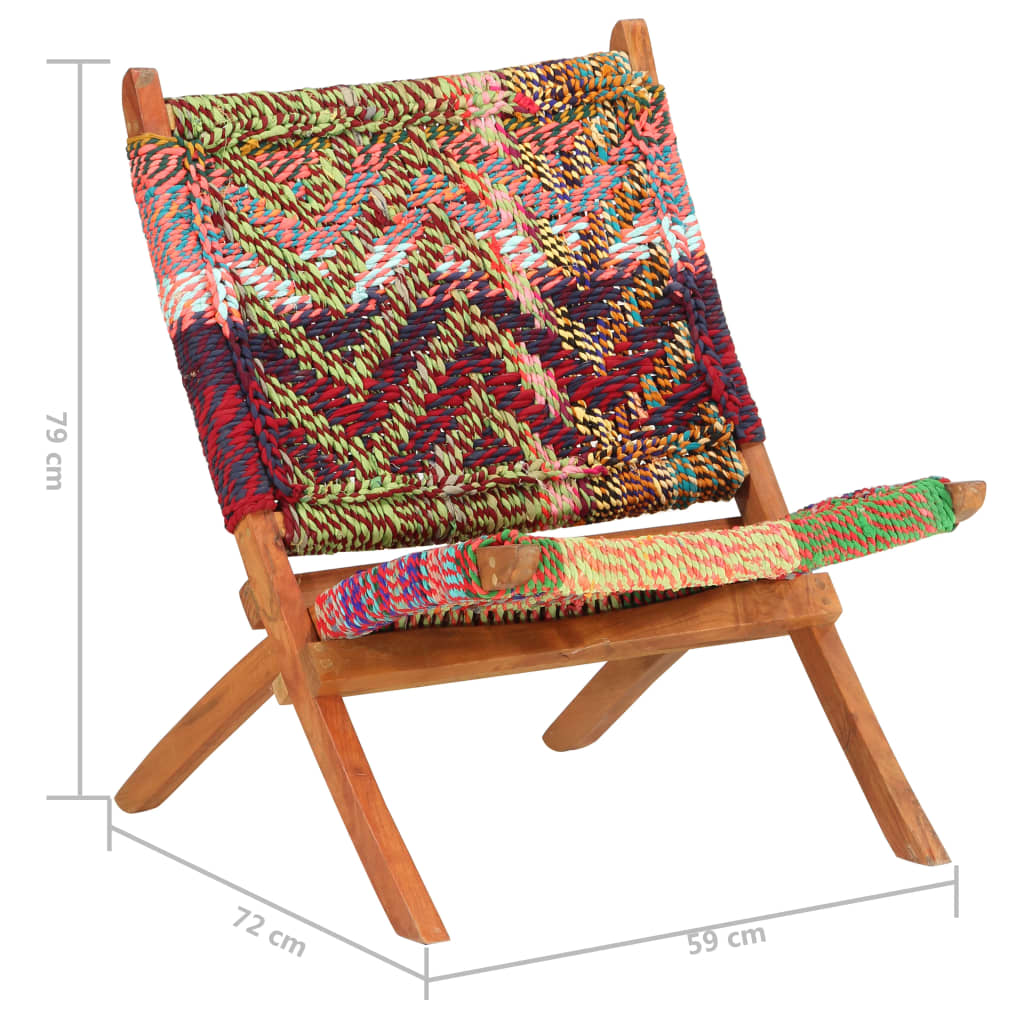 vidaXL saliekams Chindi krēsls, daudzkrāsains audums