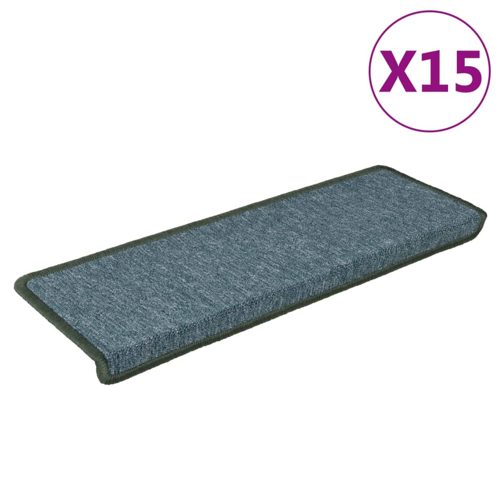 vidaXL kāpņu paklāji, 15 gab., 65x21x4 cm, zaļi