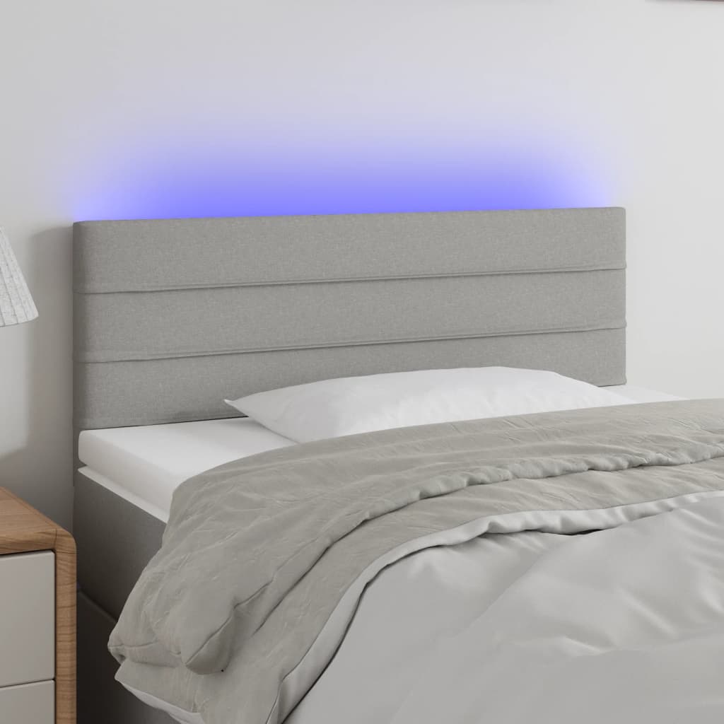 vidaXL gultas galvgalis ar LED, 80x5x78/88 cm, gaiši pelēks audums