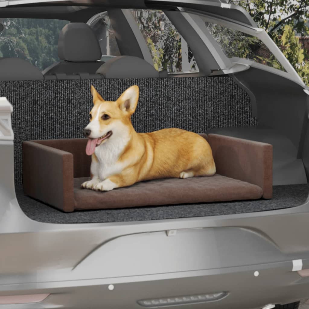 vidaXL suņu automašīnas bagāžnieks, brūns, 70x45 cm, lina dizains