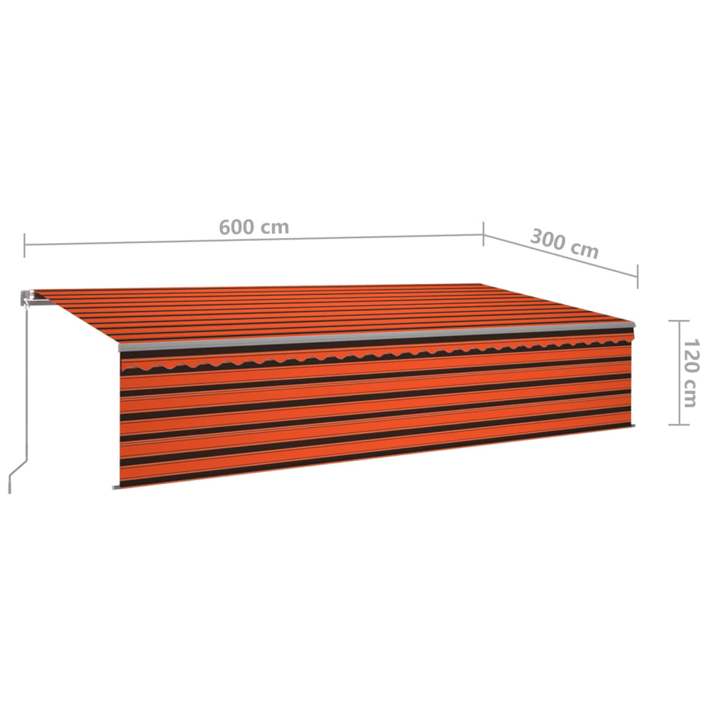 vidaXL izvelkama markīze ar žalūziju, 6x3 m, manuāla, oranža un brūna
