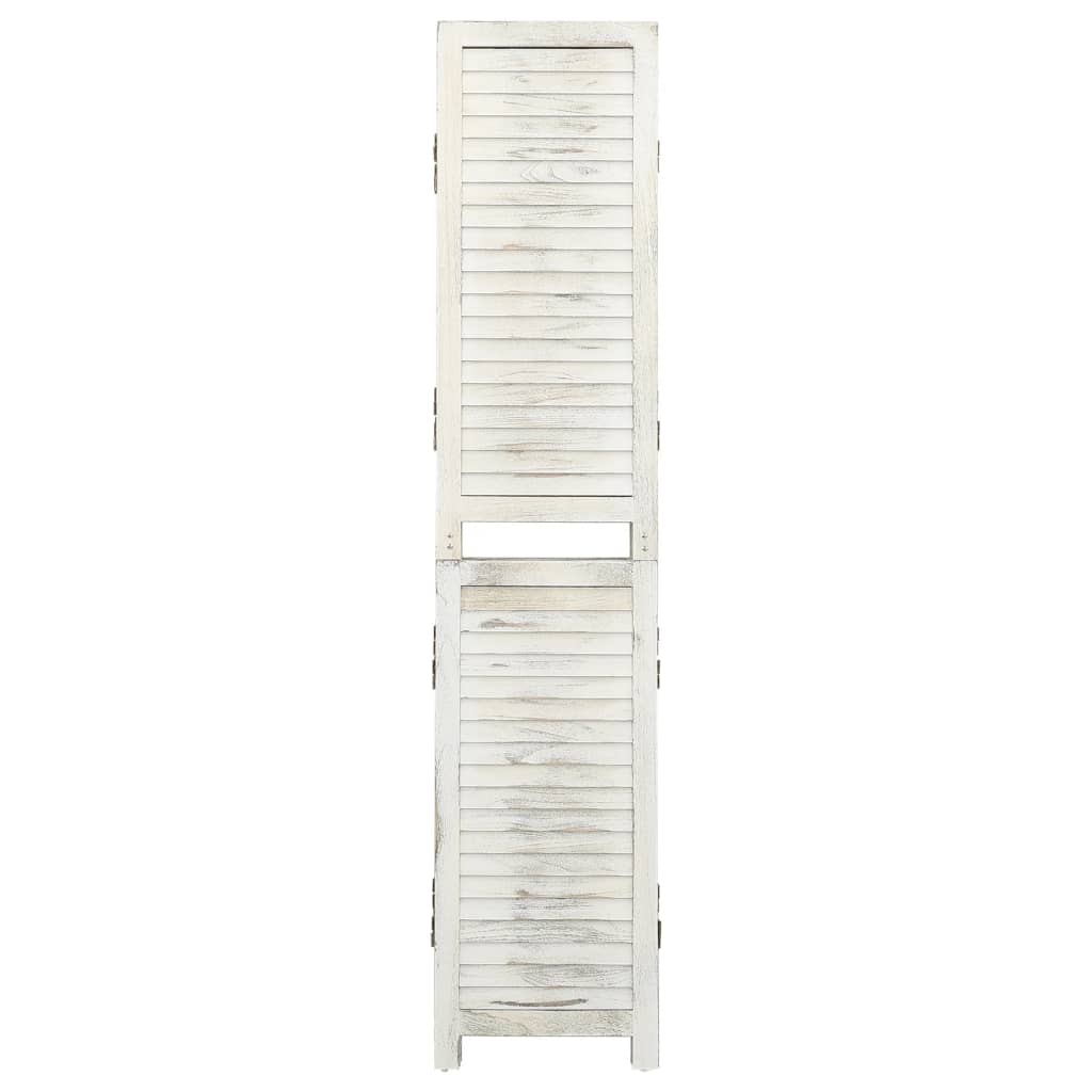 vidaXL 6-paneļu istabas aizslietnis, 215x166 cm, balts masīvkoks