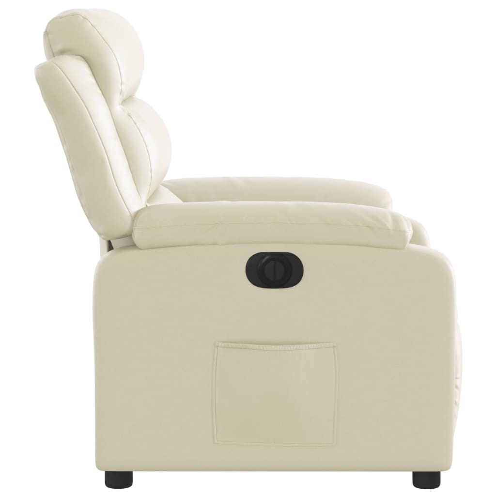 vidaXL elektrisks atpūtas krēsls, atgāžams, krēmkrāsas mākslīgā āda