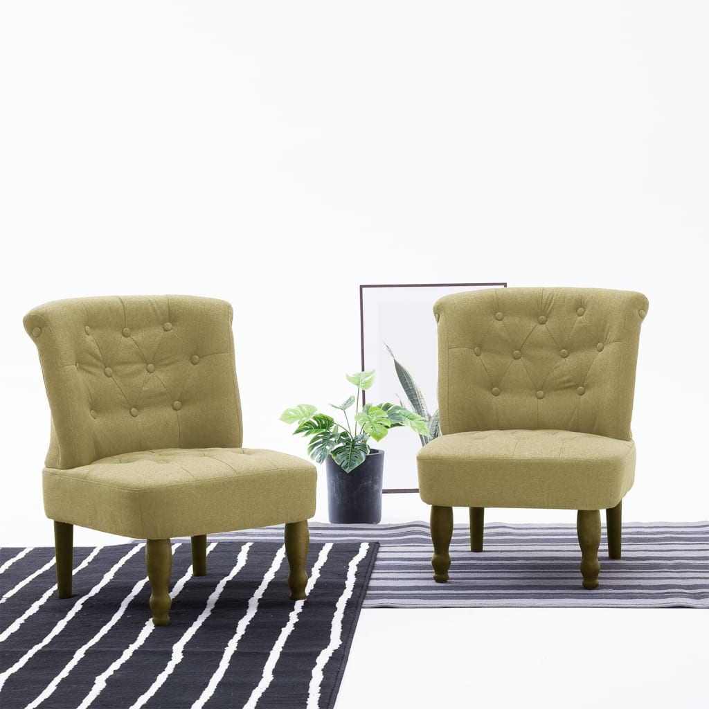 vidaXL atpūtas krēsls, franču stils, zaļš audums