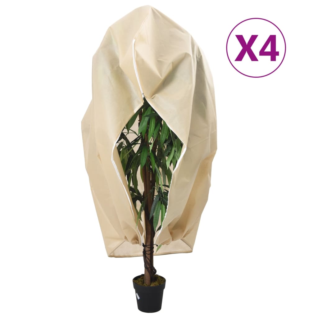 vidaXL augu pārsegi ar rāvējslēdzēju, 4 gab., 70 g/m², flīss, 1x1,55 m