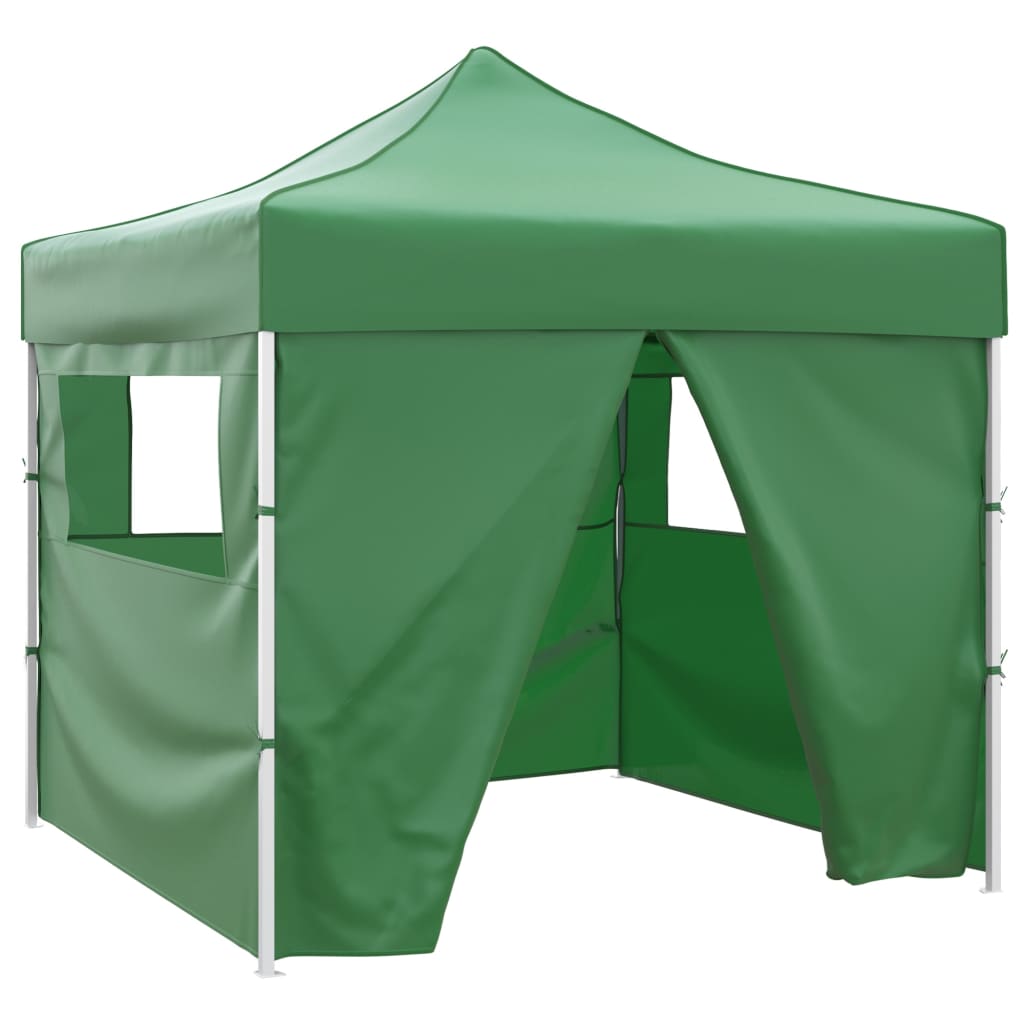 vidaXL saliekama telts, 3x3 m, 4 sienas, zaļa
