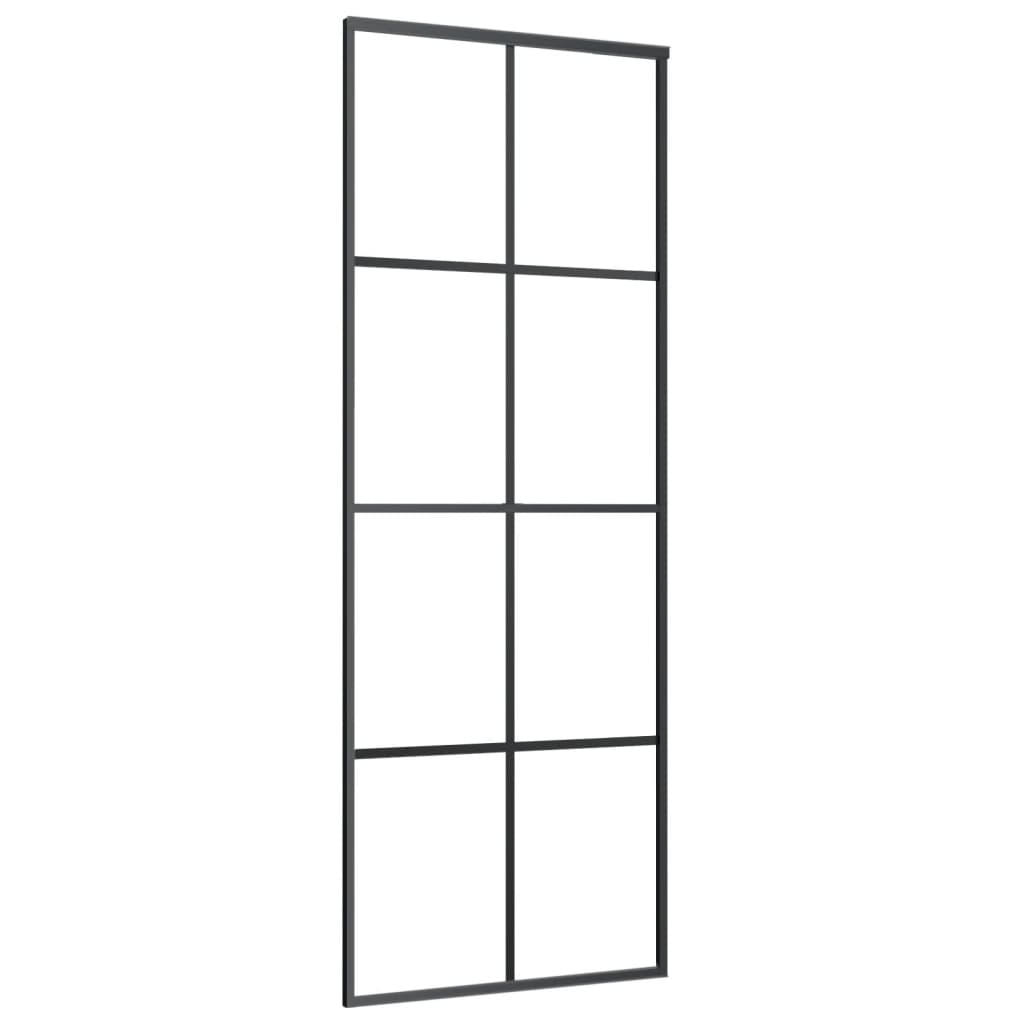 vidaXL bīdāmās durvis, alumīnijs un ESG stikls, 76x205 cm, melnas
