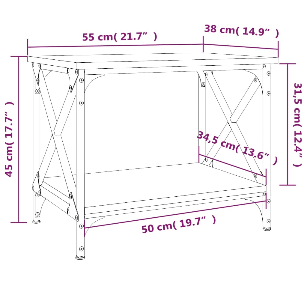 vidaXL galdiņš, ozolkoka krāsa, 55x38x45 cm, inženierijas koks