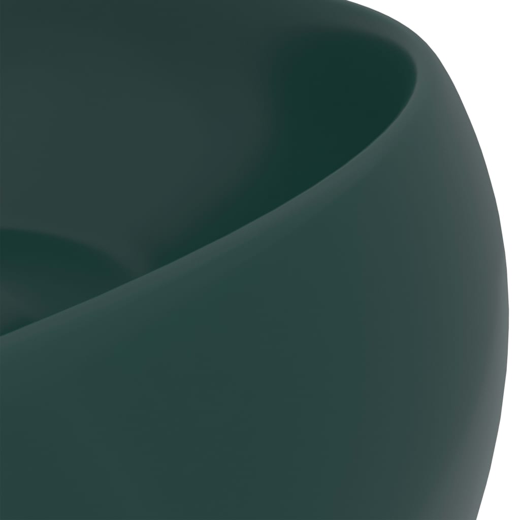 vidaXL izlietne, apaļa, 40x15 cm, matēta tumši zaļa keramika
