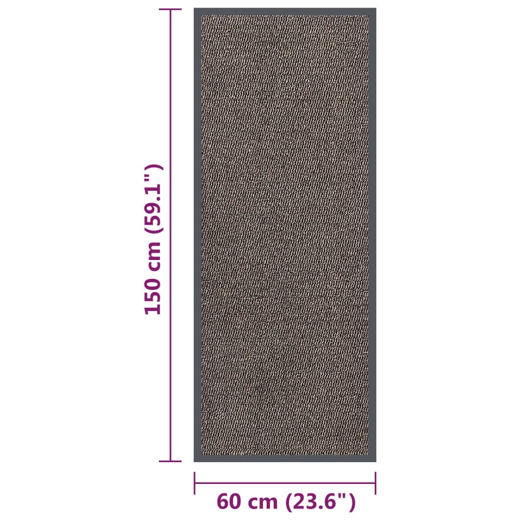 vidaXL durvju paklājs, 60x150 cm, tumši brūns