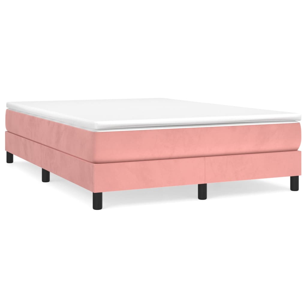 vidaXL atsperu gultas rāmis, rozā samts, 140x190 cm