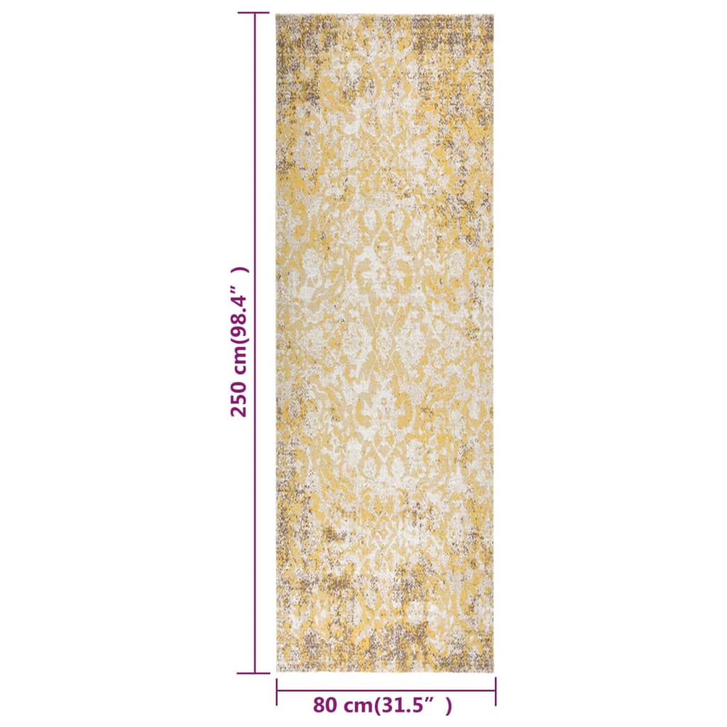 vidaXL āra paklājs, plakani austs, 80x250 cm, dzeltens