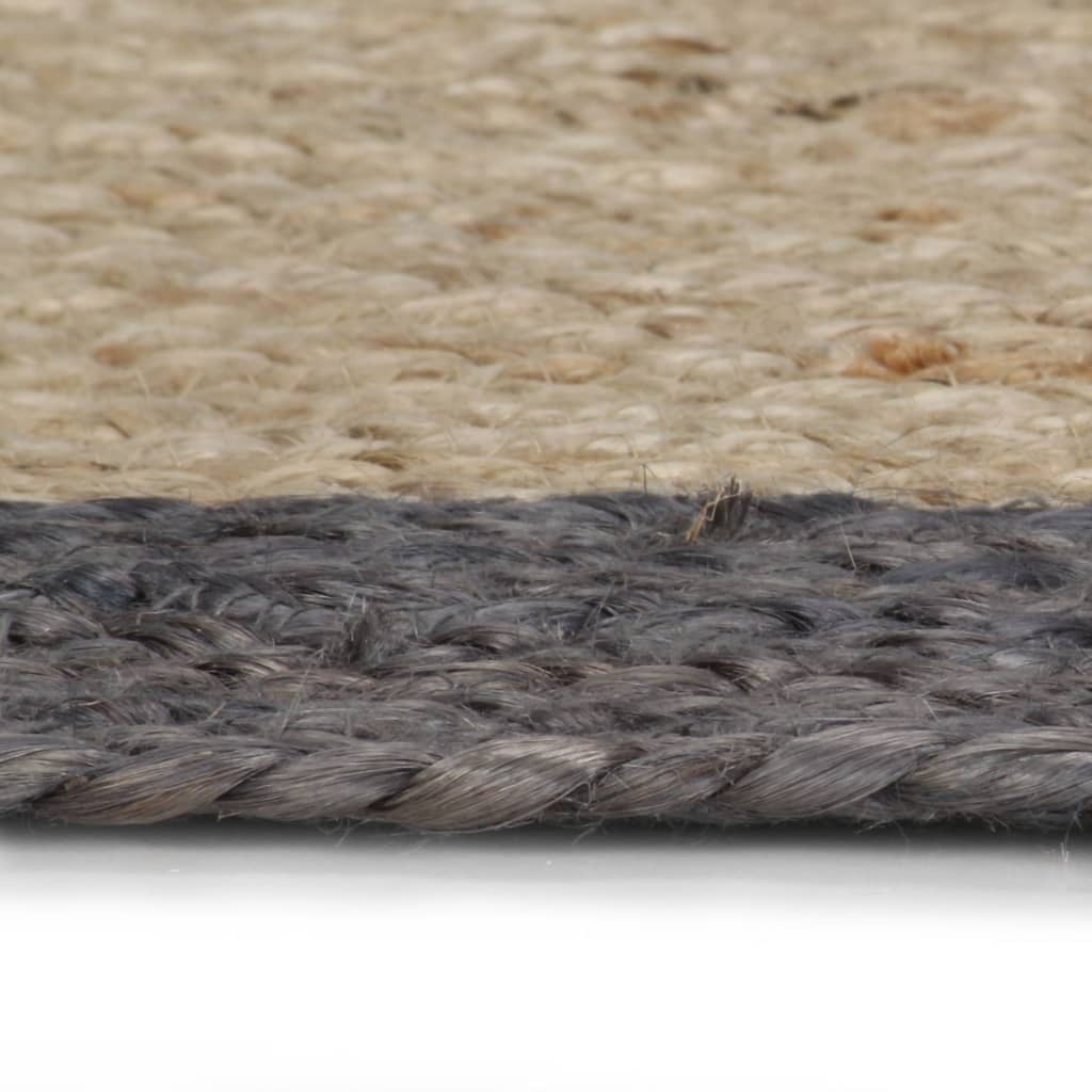vidaXL paklājs ar tumši pelēku malu, džuta, 150 cm, roku darbs