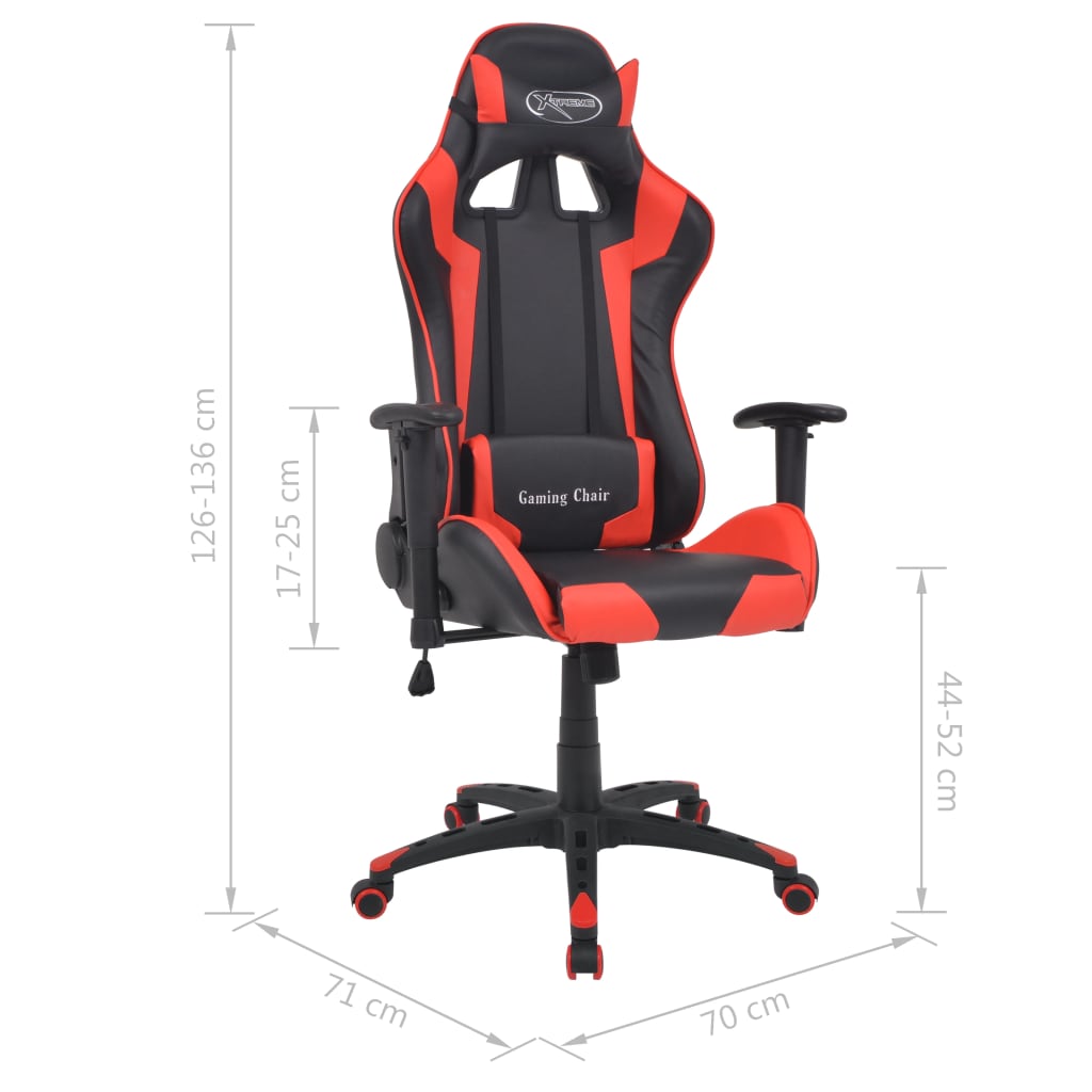 vidaXL atgāžams biroja krēsls, mākslīgā āda, melns ar sarkanu