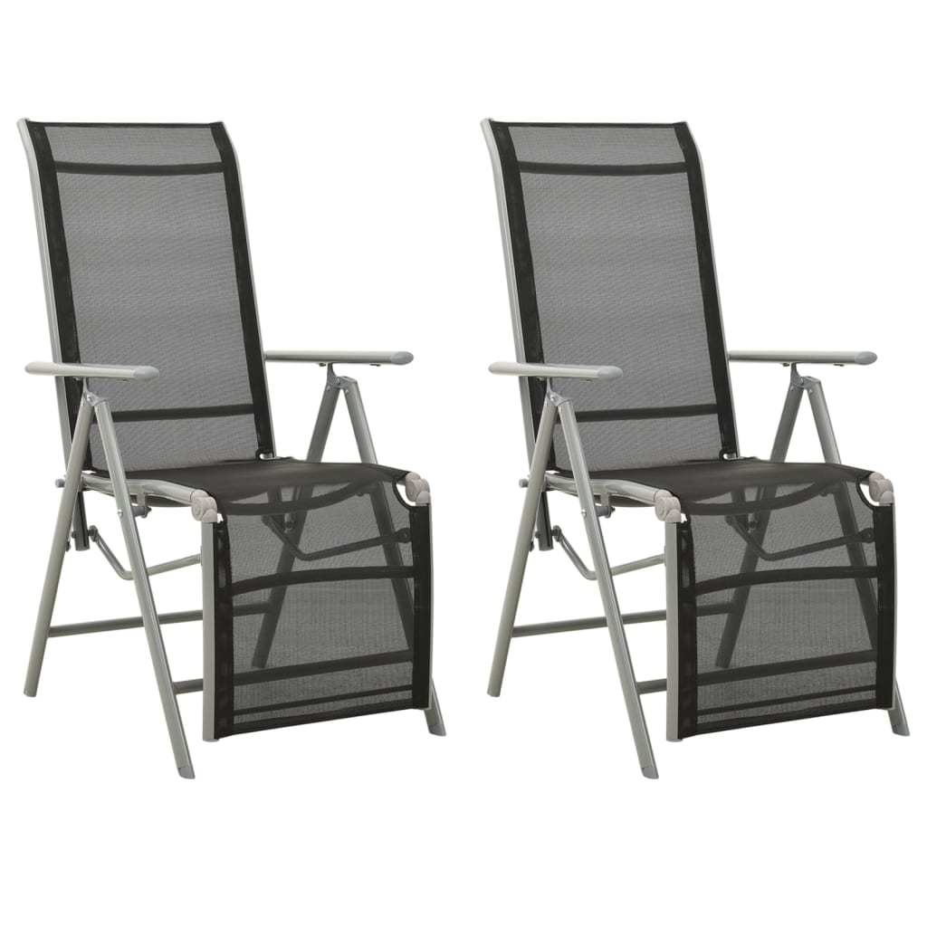 vidaXL atgāžami dārza krēsli, 2 gab., tekstilēns, alumīnijs, sudraba