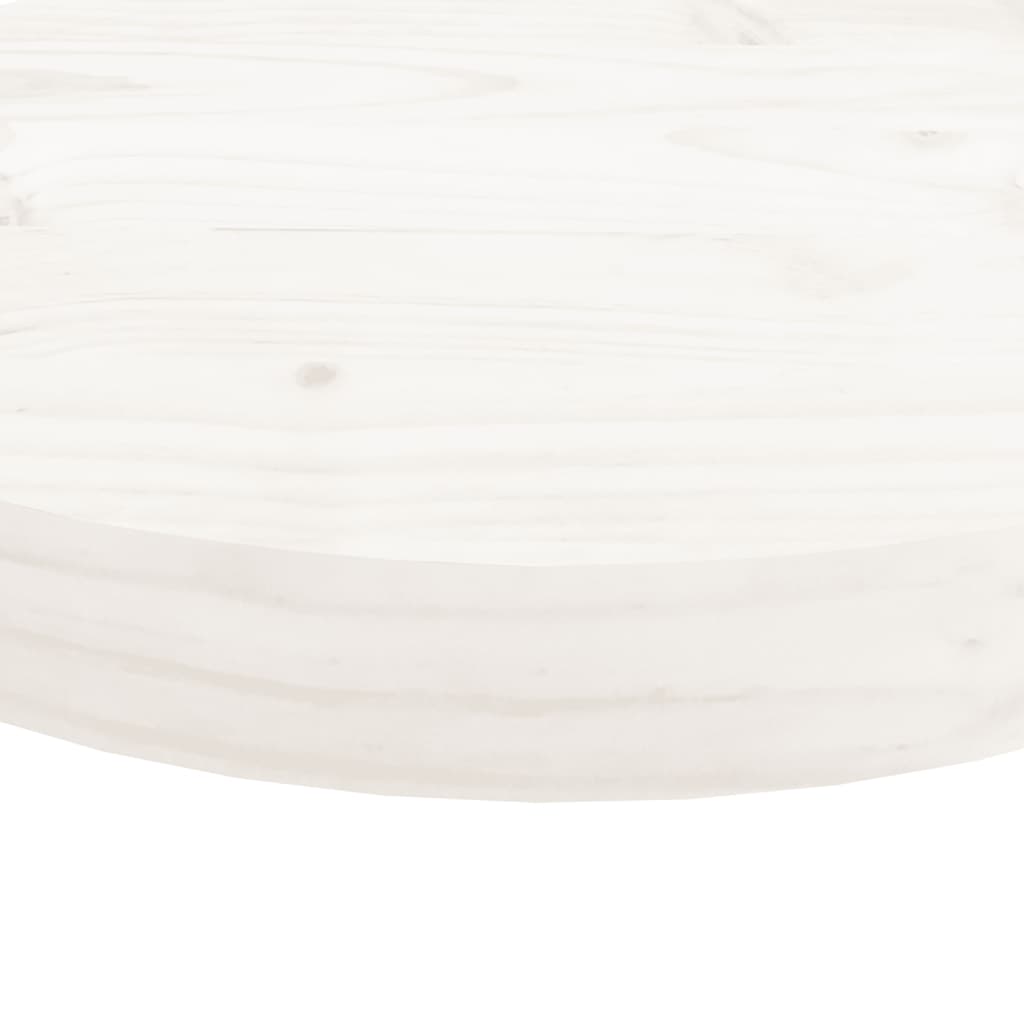 vidaXL galda virsma, balta, Ø30x3 cm, apaļa, priedes masīvkoks