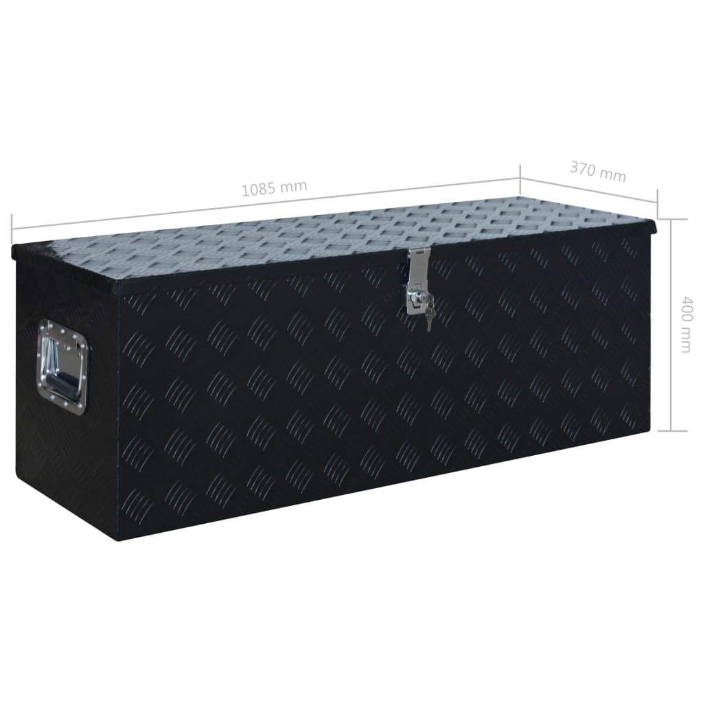 vidaXL alumīnija kaste, 1085x370x400 mm, melna