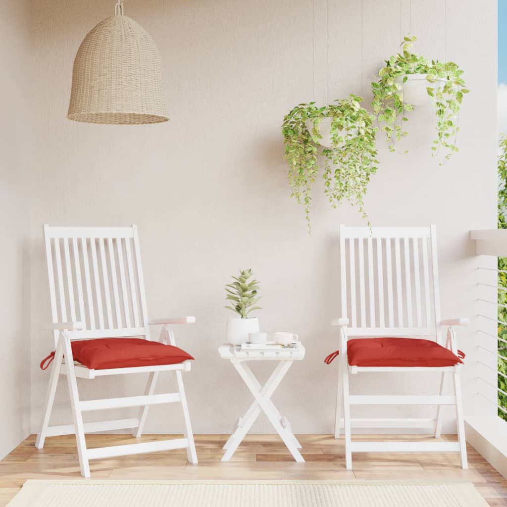 vidaXL dārza krēslu spilveni, 2 gab., sarkani, 50x50x7 cm, audums