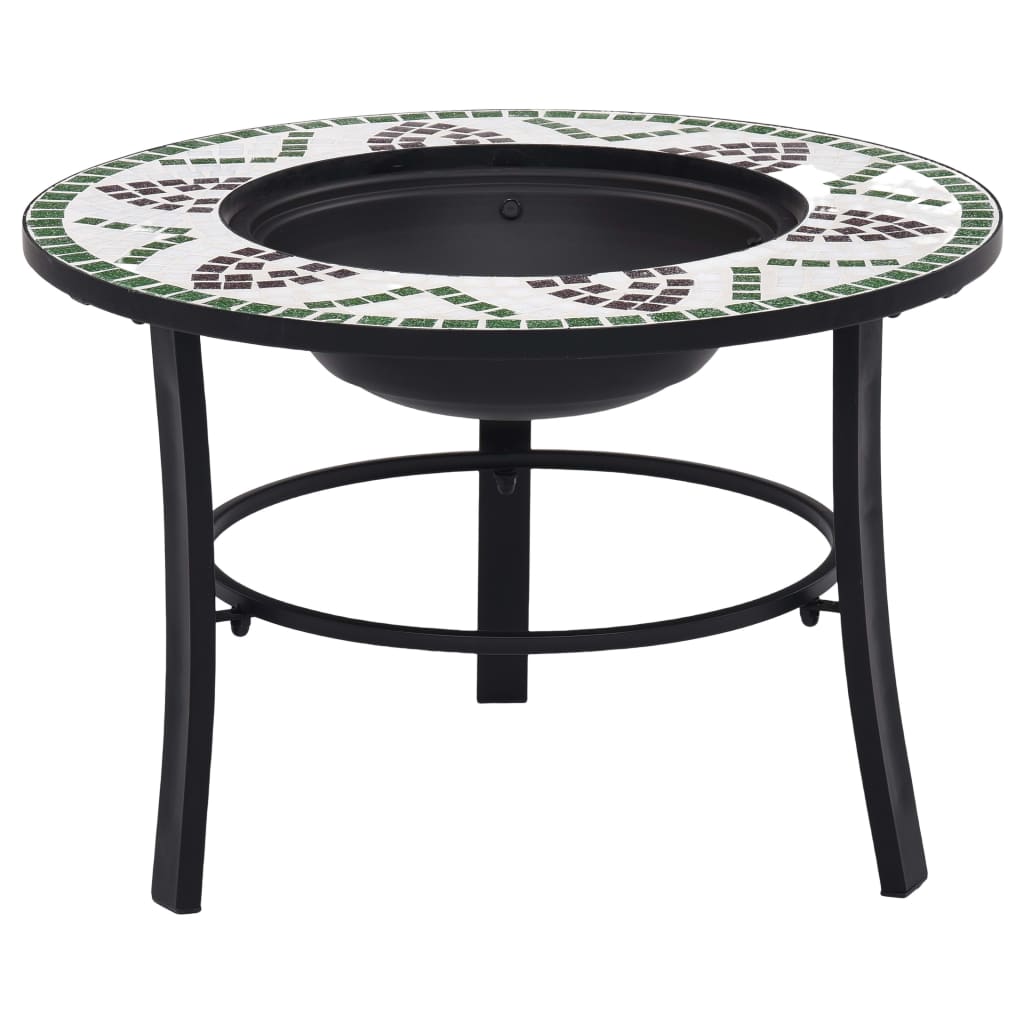 vidaXL ugunskura vietas galds, mozaīka, 68 cm, zaļš, keramika