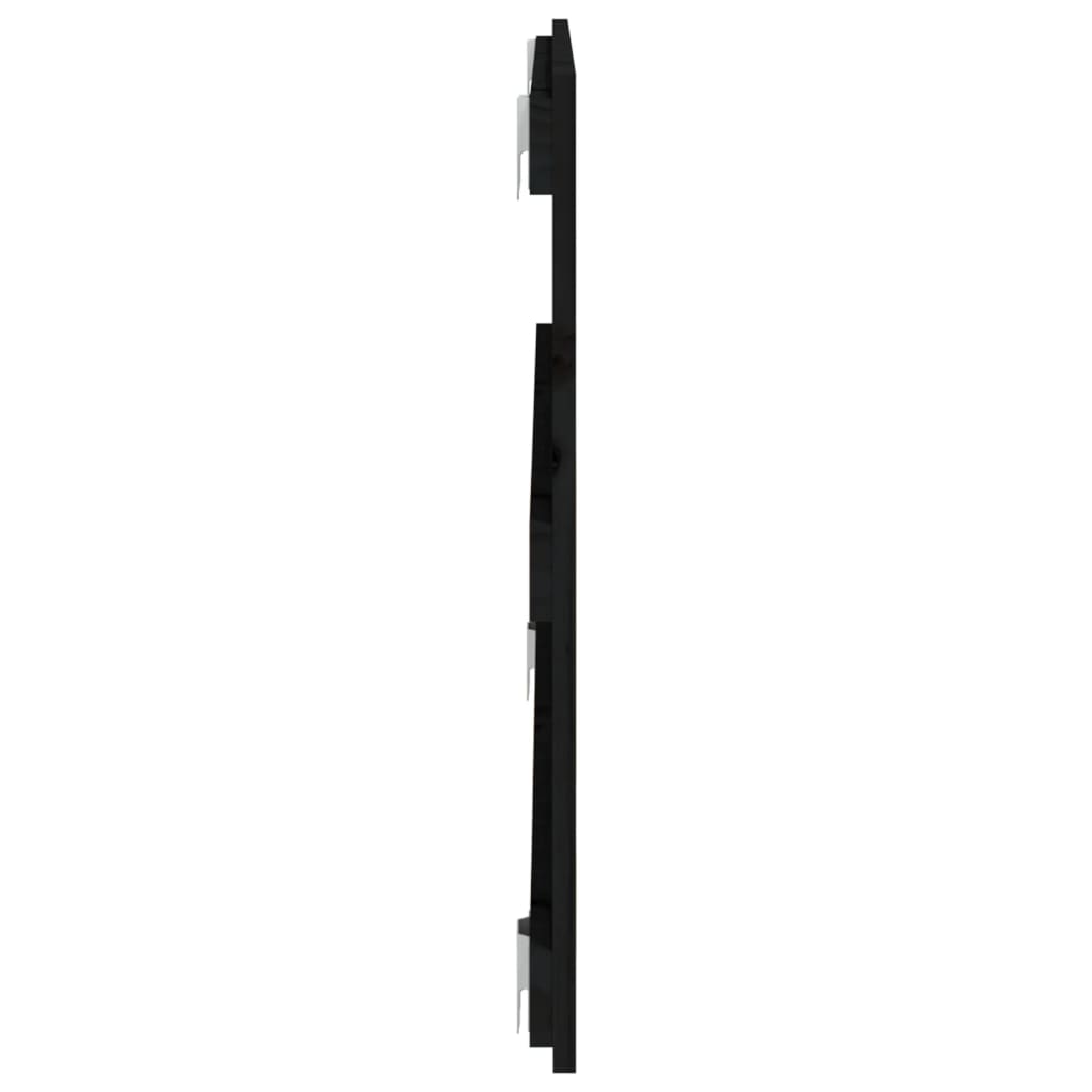 vidaXL sienas galvgalis, melns, 95,5x3x60 cm, priedes masīvkoks