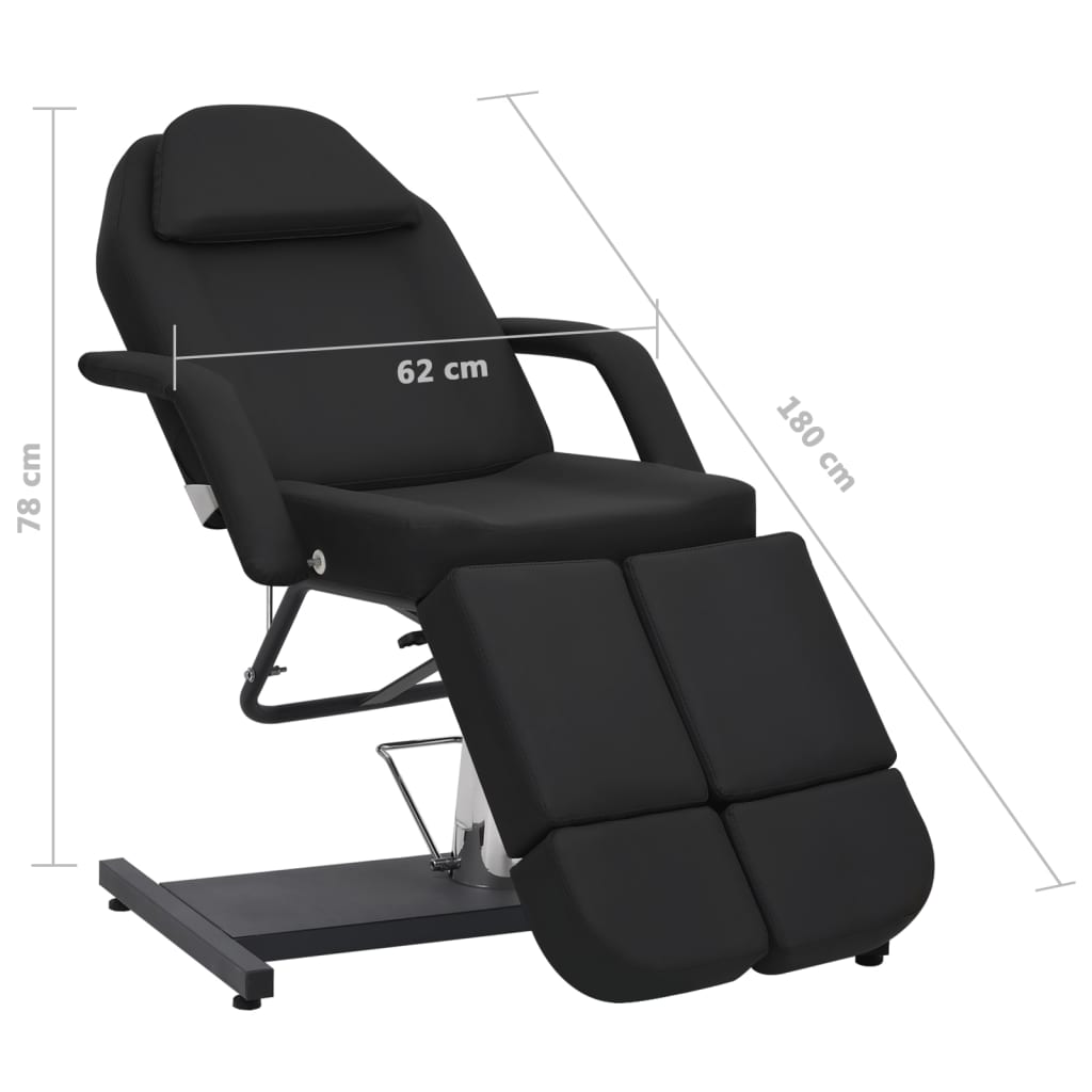 vidaXL procedūru krēsls, mākslīgā āda, melns, 180x62x78 cm