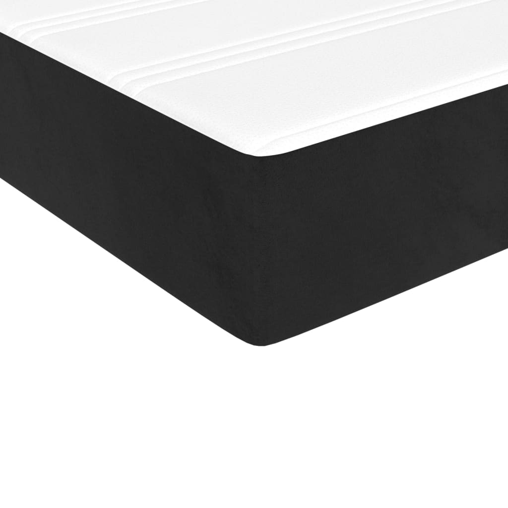 vidaXL atsperu gulta ar matraci, melna samts, 90x200 cm