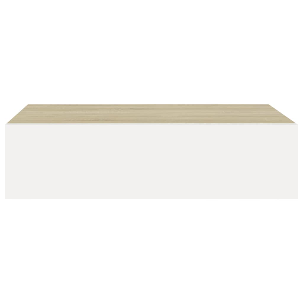 vidaXL sienas atvilktņu plaukti, 2 gab., ozola, balti, 40x23,5x10 cm