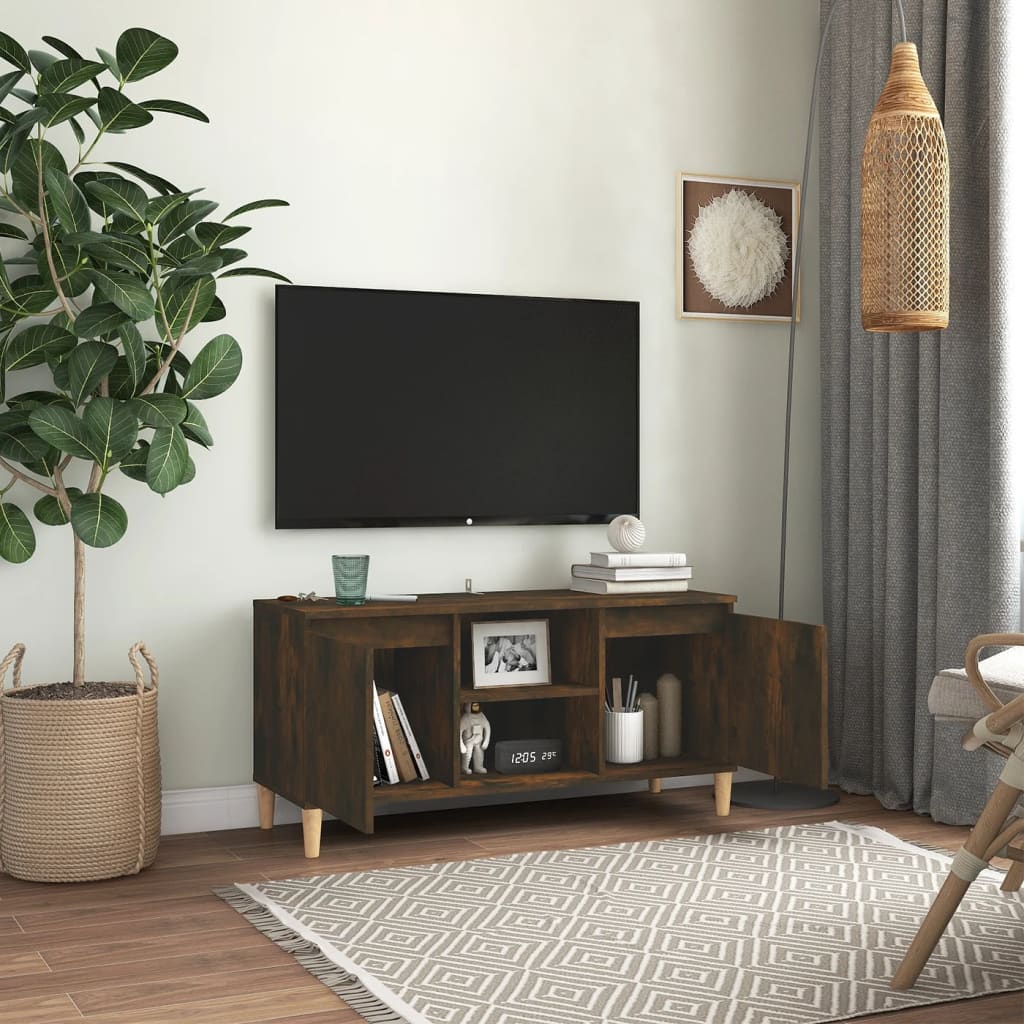 vidaXL TV skapītis ar masīvkoka kājām, ozolkoka krāsa, 103,5x35x50 cm