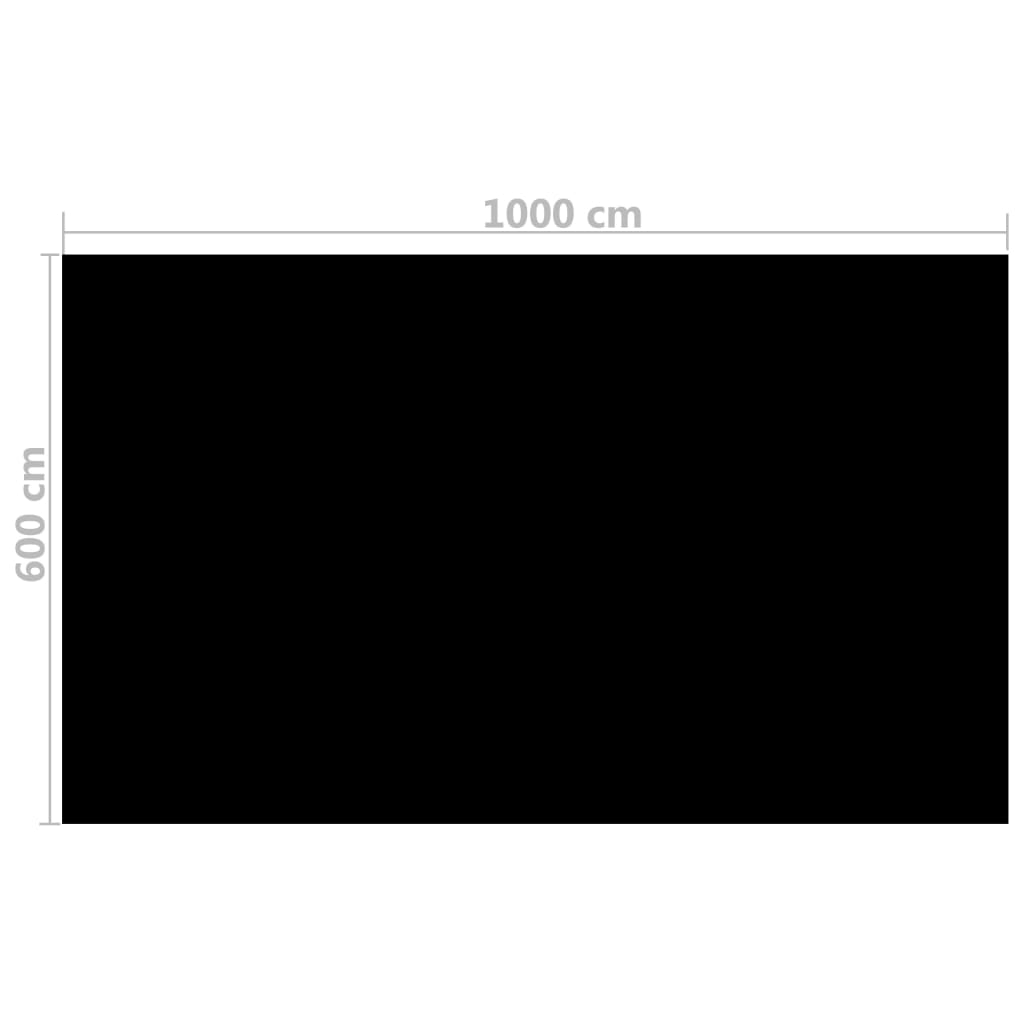 vidaXL baseina pārklājs, 1000x600 cm, četrstūra, PE, melns