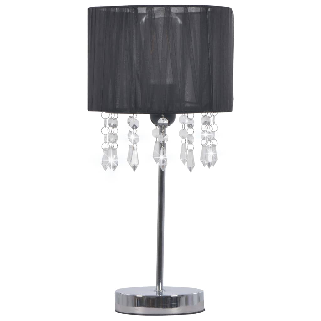 vidaXL galda lampa, apaļa, E27, melna
