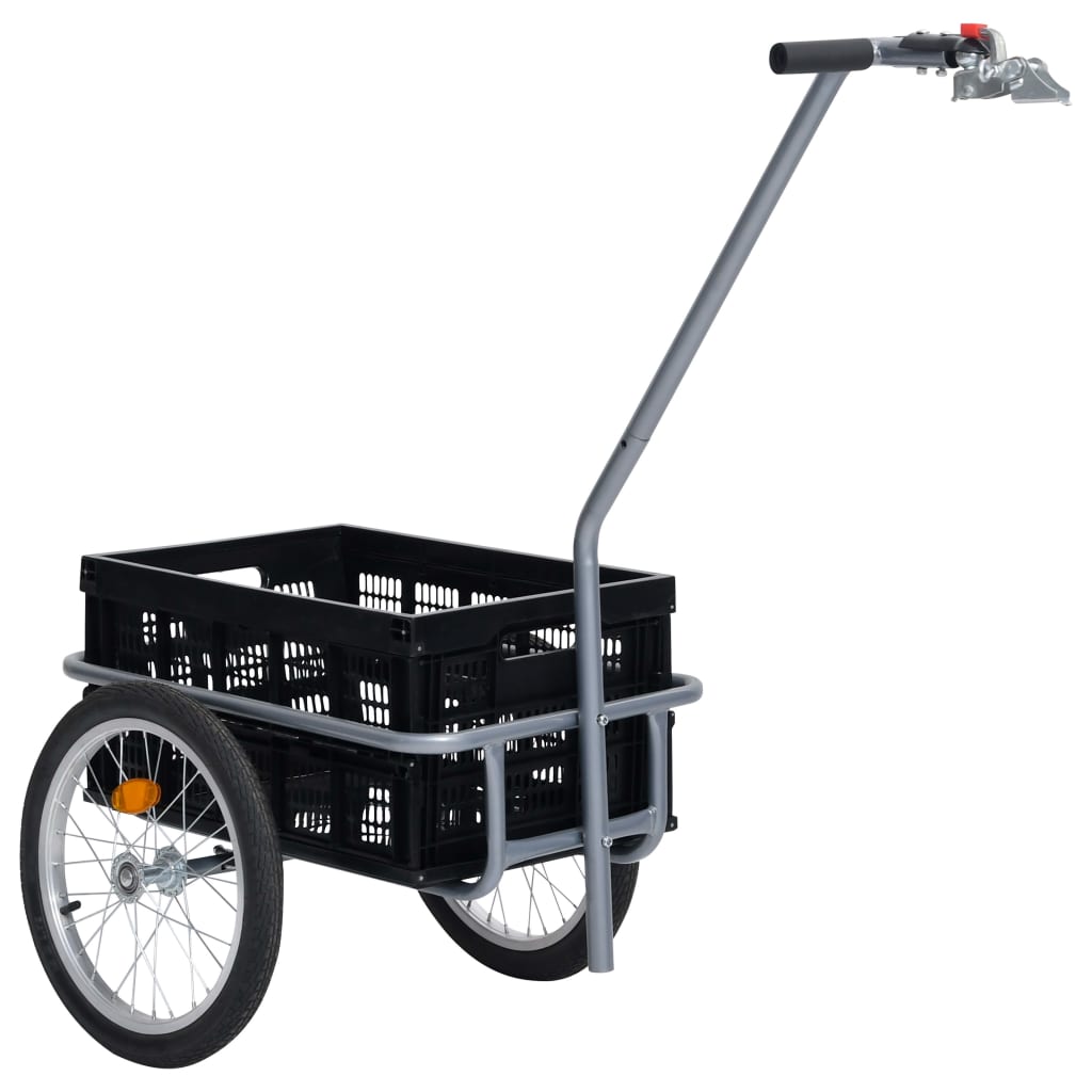 vidaXL velosipēdu piekabe ar saliekamu kasti, 50 L, melna, 60 kg
