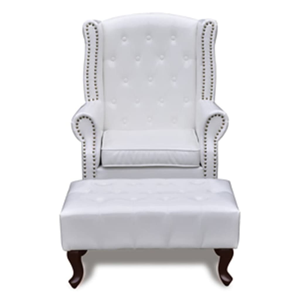 vidaXL atpūtas krēsls ar kājsoliņu, balts