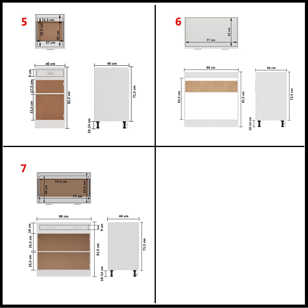 vidaXL 7-daļīgs virtuves skapīšu komplekts, balts, kokskaidu plāksne