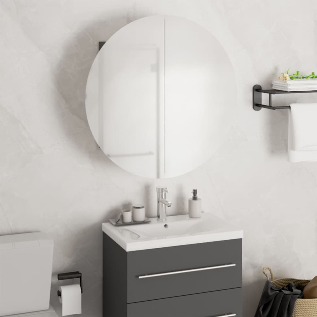 vidaXL vannasistabas skapītis, spogulis ar LED, pelēks, 47x47x17,5 cm
