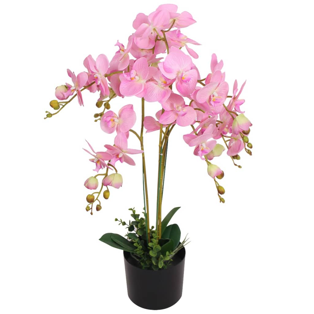 vidaXL mākslīgais augs, orhideja ar podiņu, 75 cm, rozā