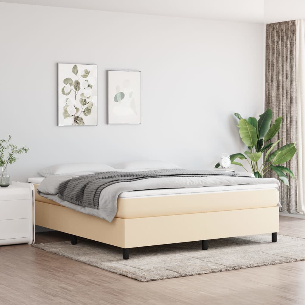 vidaXL gultas rāmis, krēmkrāsa, 160x200 cm, audums