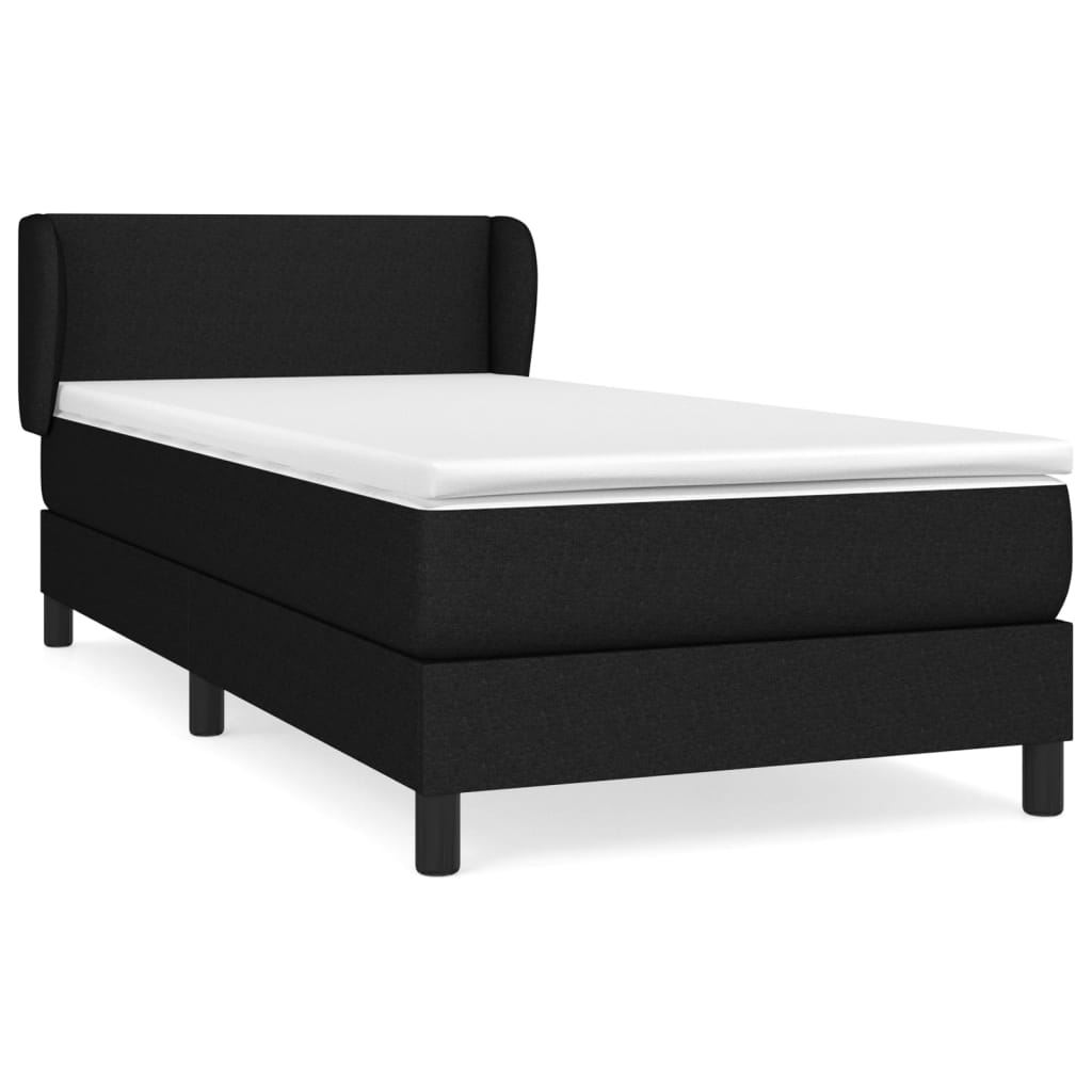 vidaXL atsperu gultas rāmis ar matraci, melna, 90x200 cm, audums