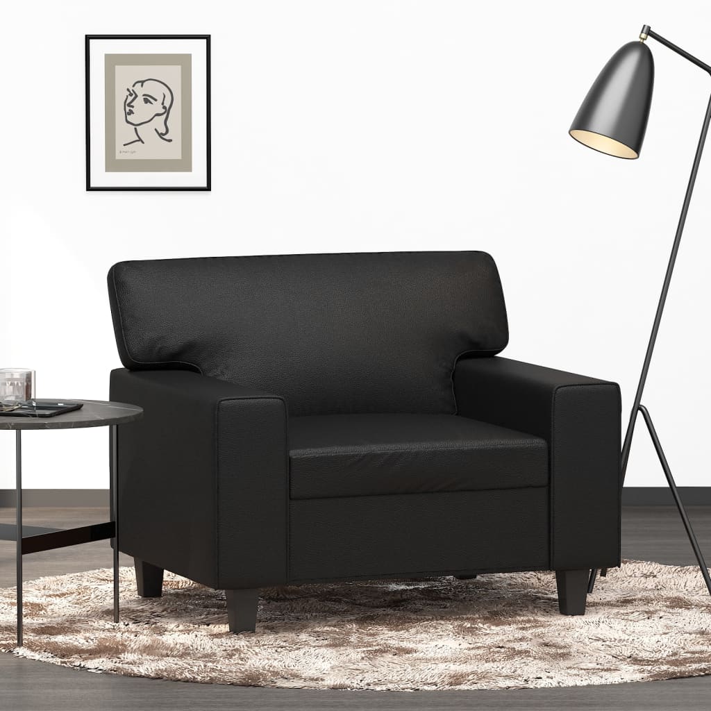 vidaXL atpūtas krēsls, melns, 60 cm, mākslīgā āda