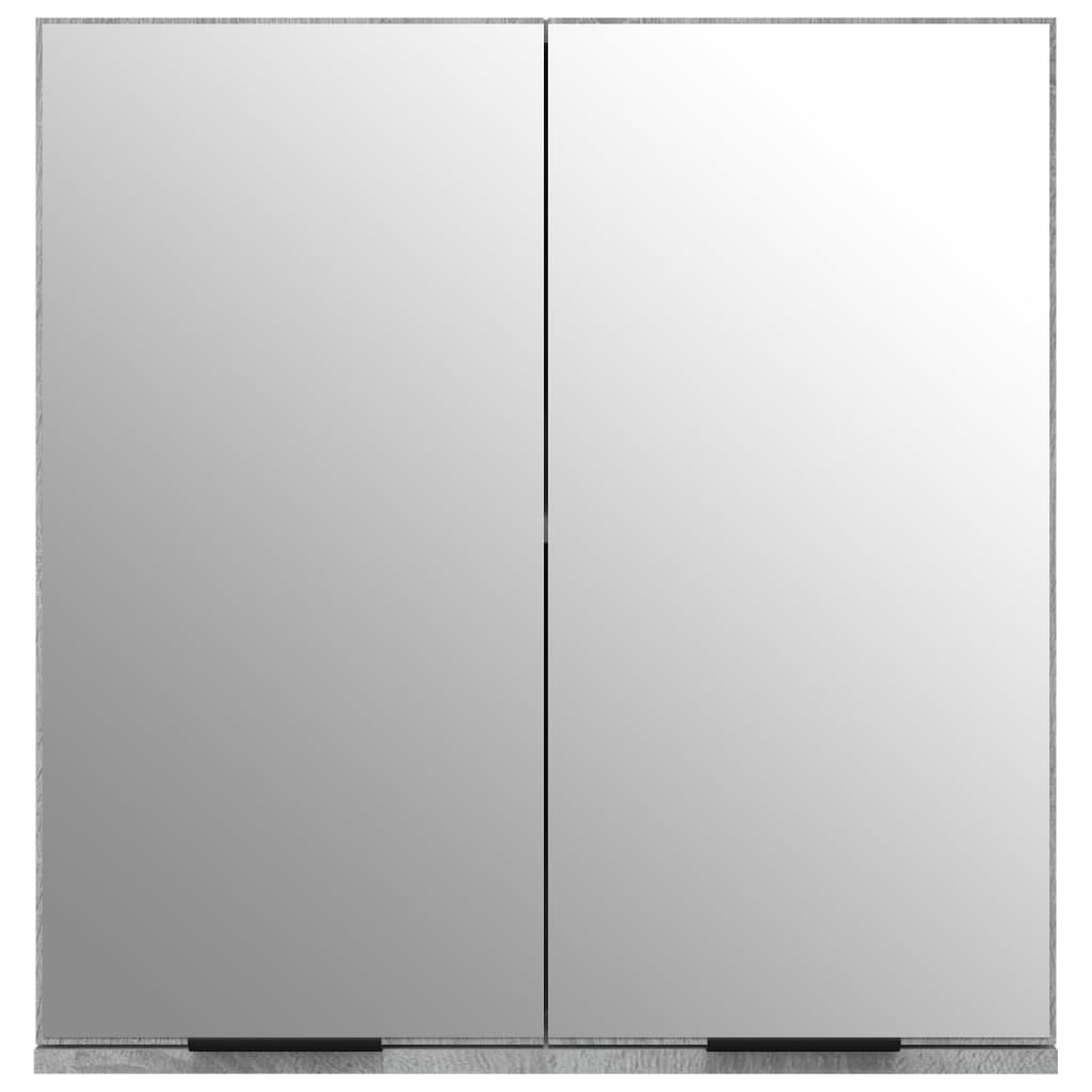 vidaXL vannasistabas spoguļskapītis, pelēka ozola krāsa, 64x20x67 cm