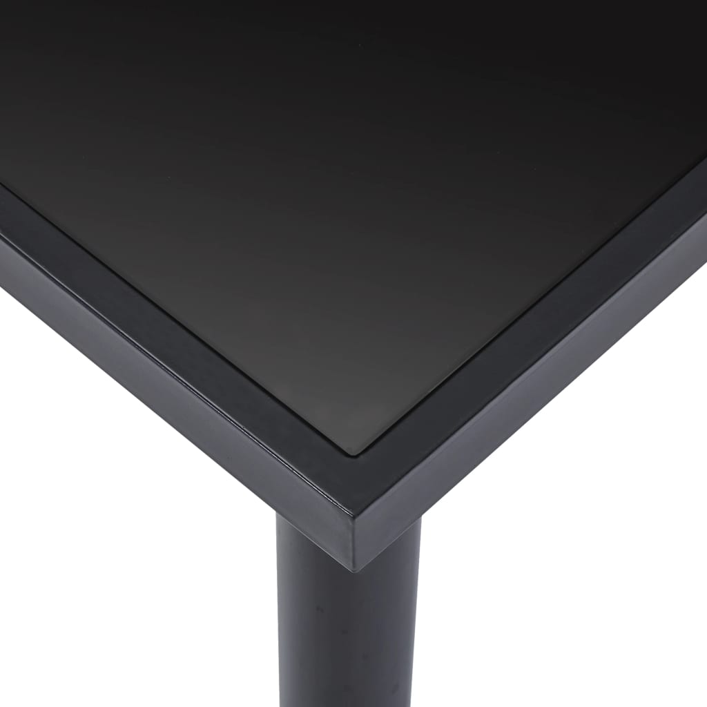 vidaXL virtuves galds ar 8 krēsliem, melna mākslīgā āda