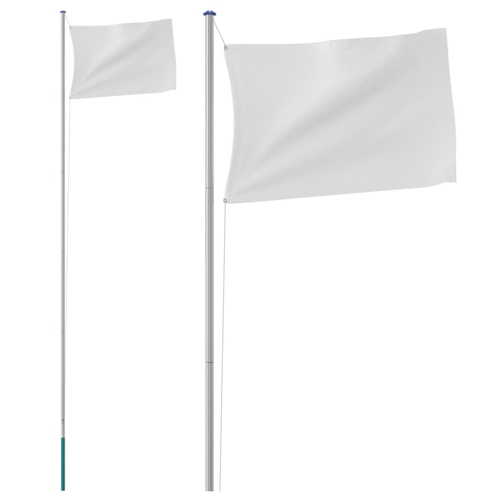 vidaXL regulējams karoga masts, sudraba krāsa, 6,23 m, alumīnijs