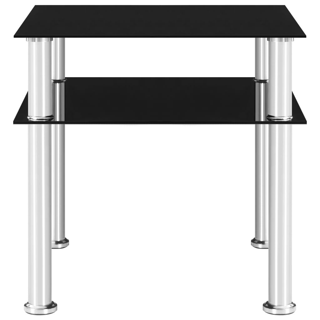 vidaXL galdiņš, melns, 45x50x45 cm, rūdīts stikls