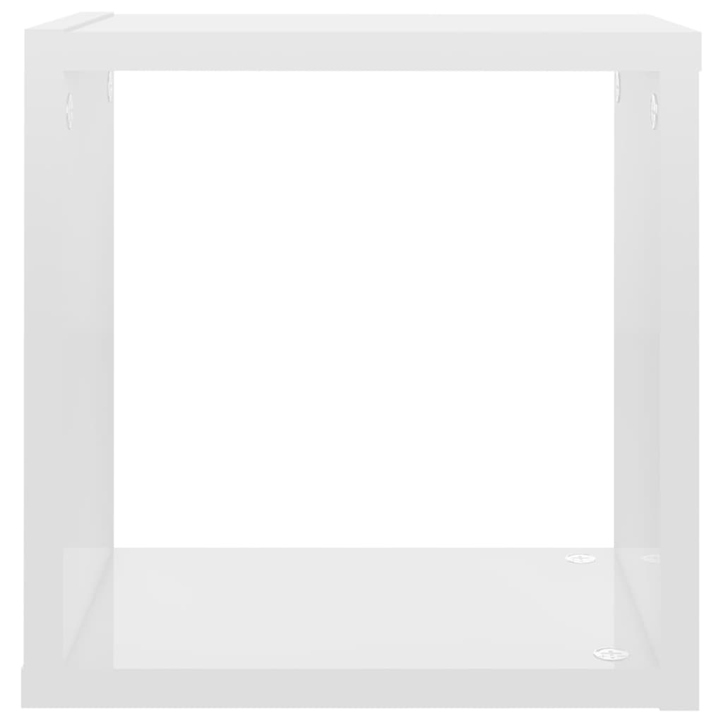 vidaXL kuba formas sienas plaukti, 2 gab., spīdīgi balti, 26x15x26 cm