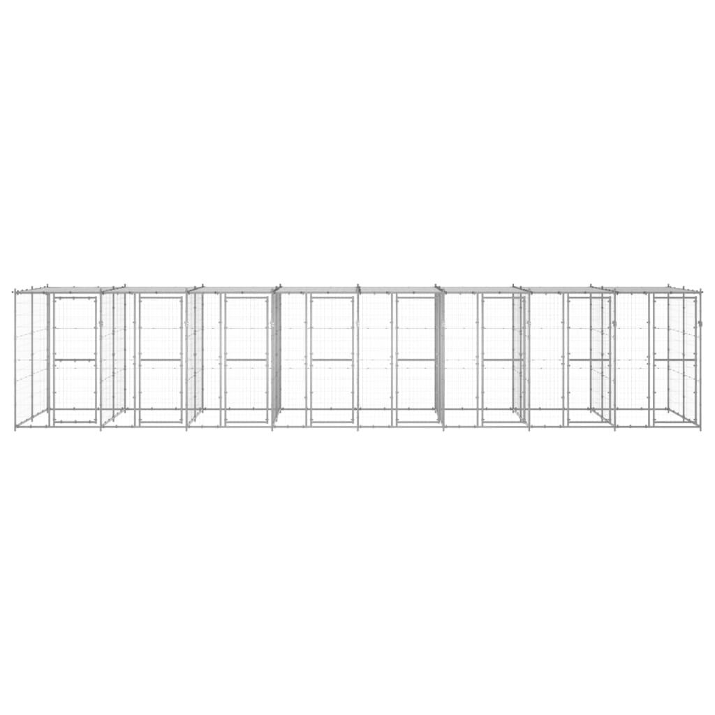 vidaXL suņu voljērs ar jumtu, 19,36 m², cinkots tērauds