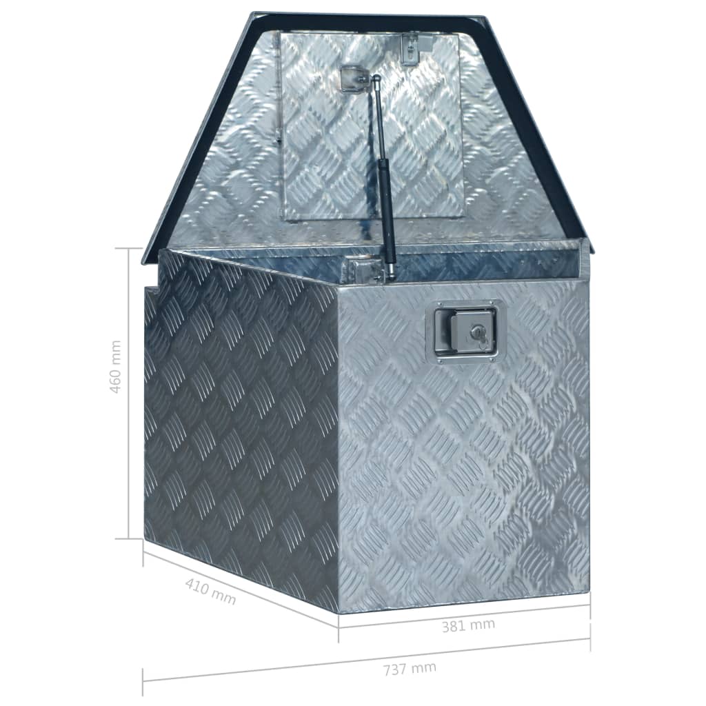 vidaXL alumīnija kaste, 737/381x410x460 mm, sudraba krāsā
