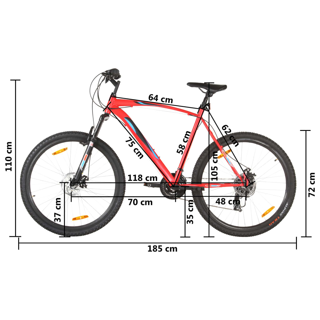 vidaXL kalnu velosipēds, 21 ātrums, 29'', 58 cm rāmis, sarkans