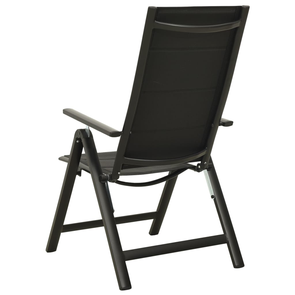vidaXL saliekami dārza krēsli, 2 gab., tekstilēns, alumīnijs, melni